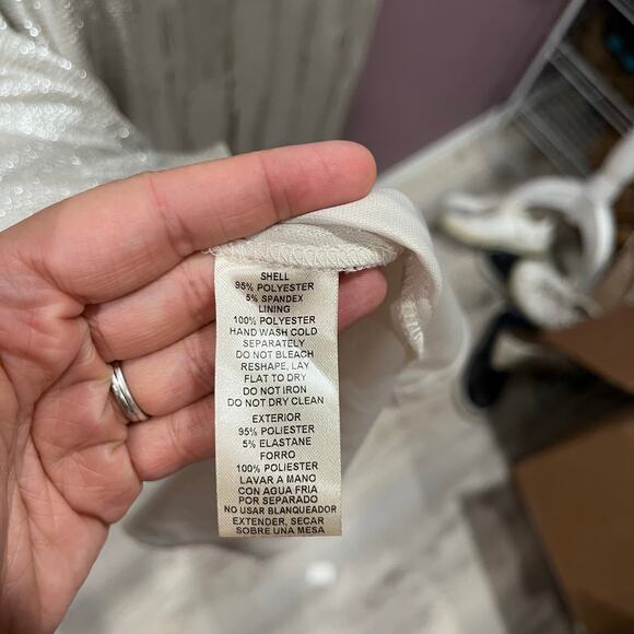 Eliza J Silver Metallic Ruffle Slit Surplice Cocktail Dress Womens Plus Size 18 - Picture 6 of 9